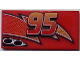 Part No: 87079pb0187R  Name: Tile 2 x 4 with Lightning, Exhaust Pipes and Centered '95' Pattern Model Right Side