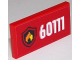 Part No: 87079pb0258  Name: Tile 2 x 4 with White '60111' and Fire Logo on Red Background Pattern (Sticker) - Set 60111