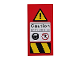 Part No: 87079pb0420  Name: Tile 2 x 4 with Triangle and Exclamation Mark, 'Caution unstable area', Warnings and Danger Stripes on Transparent Background Pattern (Sticker) - Set 76037