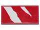 Part No: 87079pb0646  Name: Tile 2 x 4 with 2 Rugged White Diagonal Stripes on Red Background Pattern (Sticker) - Set 75254