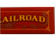 Part No: 87079pb0948  Name: Tile 2 x 4 with Yellow 'AILROAD' (RAILROAD) on Red Background Pattern (Sticker) - Set 71044