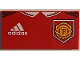 Part No: 87079pb1163  Name: Tile 2 x 4 with White Adidas Logo and Manchester United Badge Pattern (BrickHeadz Soccer / Football Player Torso)