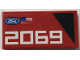 Part No: 87079pb1613R  Name: Tile 2 x 4 with Ford Logo, United States of America (USA) Flag, Black Triangle, and White '2069' Pattern Model Right Side (Sticker) - Set 76905