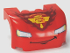Part No: 93587pb07  Name: Vehicle, Mudguard 3 x 4 x 1 2/3 Curved with Front with Headlights, Thin Smile, Chin Dimple and 'PISTON CUP' Pattern