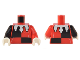 Part No: 973pb0490c01  Name: Torso Black Quarters, White Folds and Jester's Collar Rounded Pattern / Red Arm Left / Black Arm Right / White Hands