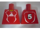 Part No: 973pb0555  Name: Torso Soccer Adidas Logo, Red and White No.5 Pattern (Stickers)