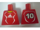 Part No: 973pb0558  Name: Torso Soccer Adidas Logo, Red and White No.10 Pattern (Stickers)