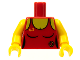 Part No: 973pb0710c01  Name: Torso Female Swimsuit with Lifeguard Ring and Yellow 'G.T' Pattern / Yellow Arms / Yellow Hands