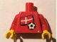 Part No: 973pb0811c01  Name: Torso Soccer Red/White Team, Danish Flag Sticker Front, Black Number Sticker Back Pattern (specify number in listing) / Red Arms / Yellow Hands