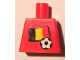Part No: 973pb0812  Name: Torso Soccer Red/White Team, Belgian Flag Sticker Front, Black Number Sticker Back Pattern (specify number in listing)