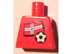 Part No: 973pb0822  Name: Torso Soccer Red/White Team, Norwegian Flag Sticker Front, Black Number Sticker Back Pattern (specify number in listing)