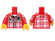 Part No: 973pb0928c01  Name: Torso Plaid Shirt with Buttons, Pockets and 'Kel' Pattern / Red Arms with Plaid Shirt Pattern / Yellow Hands