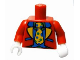 Part No: 973pb0939c01  Name: Torso Jacket with Blue and Yellow Lapels, Blue Vest, Green Shirt and Yellow Tie with Polka Dots Pattern (Clown Suit) / Red Arms / White Hands