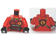Part No: 973pb1066c01  Name: Torso Ninjago Brown Armor with Belts and Flames Pattern / Red Arms / Black Hands