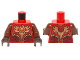 Part No: 973pb1715c08  Name: Torso Vest with Dark Red and Gold Armor with Scales and Orange Round Jewel (Fire Chi) Pattern / Reddish Brown Arms / Dark Brown Hands