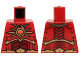 Part No: 973pb1723  Name: Torso Dark Red and Gold Armor and Necklace with Orange Round Jewel (Fire Chi) Pattern