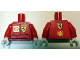 Part No: 973pb1763c01  Name: Torso Racers Ferrari front, Shell back (Stickers) without Driver Name Pattern / Red Arms / White Hands
