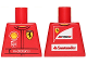 Part No: 973pb2133  Name: Torso Racing Suit with Ferrari, Shell, UPS, and Kaspersky Logos on Front, Scuderia Ferrari and Santander Logos on Back Pattern (Stickers)