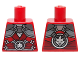 Part No: 973pb2172  Name: Torso Ninjago Dark Red Straps, Silver Armor, Clasps and Round Emblem Pattern