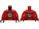 Part No: 973pb2241c01  Name: Torso Nexo Knights Bare Chest with Silver Circular Chest Armor with Straps Pattern / Red Arms / Dark Red Hands