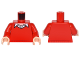 Part No: 973pb2250c01  Name: Torso Batman Sweater V-Neck over Button Down White Shirt Pattern / Red Arms / Light Nougat Hands
