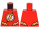 Part No: 973pb2296  Name: Torso Super Hero Yellow Lightning Bolt in Circle and Lightning Bolts Pattern (Flash)