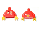 Part No: 973pb2405c02  Name: Torso Racers Ferrari front, White Streak and Shell Logo back (Stickers) without Driver Name Pattern / Red Arms / Yellow Hands