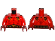Part No: 973pb2445c01  Name: Torso Nexo Knights Bare Chest with Black Spots And Belt with Gold Jester Head Buckle Pattern / Red Arms / Dark Red Hands