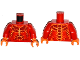 Part No: 973pb2446c01  Name: Torso Nexo Knights Bare Chest with Dark Red, Yellow and Orange Bones Pattern / Red Arms / Orange Hands