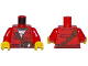 Part No: 973pb2916c01  Name: Torso Town Prisoner Shirt Under Fringed Jacket with Leather Pouch Pattern / Red Arms / Yellow Hands