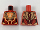 Part No: 973pb2977  Name: Torso Nexo Knights Female Armor, Orange and Gold Circuitry, Dragon Head on Orange Hexagonal Shield Pattern