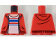 Part No: 973pb3231  Name: Torso Hoodie with Zipper, Light Nougat Neck, White Shirt with Red and Blue Stripes Pattern