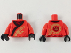 Part No: 973pb3400c01  Name: Torso Ninjago Robe with Black Hem and Gold Dragon Pattern / Red Arms / Black Hands