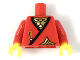 Part No: 973pb3420c01  Name: Torso Castle Ninja Wrap with Black Hem over Gold Scale Mail, Brown Dagger Handle, Shuriken Throwing Star, White Highlights Pattern / Red Arms / Yellow Hands