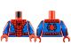 Part No: 973pb4166c01  Name: Torso Spider-Man Costume 12 Black Spider, Black Webbing, Blue Vest and Belt Pattern / Blue Arms with Red Patch and Black Webbing Pattern / Red Hands