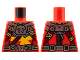 Part No: 973pb4314  Name: Torso Silver Armor and Buckle, Dark Red Straps, Bright Light Orange Bars Pattern