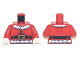 Part No: 973pb4487c01  Name: Torso Santa Jacket with White Fur Collar and Waistband, Black Belt with Gold Buckle Pattern / Red Arms / White Hands