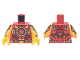 Part No: 973pb4636c01  Name: Torso Armor Dark Red and Gold Plates, Chinese Logogram '天' (Sky) Pattern / Bright Light Orange Arms with Armor Pattern / Yellow Hands