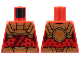 Part No: 973pb4808  Name: Torso Tunic, Gold Plate Armor and Belt with Dark Orange Trim, Ninjago Logogram Letter K, Dark Red Leaves Pattern