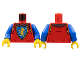 Part No: 973pb4840c01  Name: Torso Castle Surcoat, Silver Chain Mail Collar, Yellow Lion with Raised Foot on Blue Shield Emblem Pattern / Blue Arms / Yellow Hands