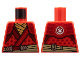 Part No: 973pb4856  Name: Torso Tunic, Dark Red Hems and Leaves, Shoulder Pads, Medium Nougat Scarf, Tan Belt Pattern