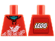 Part No: 973pb4941  Name: Torso Hoodie, Dark Turquoise T-Shirt, White Koi Fish, Waves, LEGO Logo on Back Pattern
