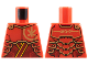 Part No: 973pb5553  Name: Torso Armor Plates with Gold Ninjago Logogram 'K' on Front and 'KAI' on Back over Dark Red Tunic with Bright Light Orange Trim Pattern