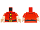 Part No: 973pb5600c01  Name: Torso Jacket with Collar, Black Belt, Bright Light Orange Buckle and Buttons Pattern / Light Nougat Arms with Molded Red Short Sleeves Pattern / Light Nougat Hands