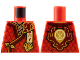 Part No: 973pb5671  Name: Torso Tunic with Dark Red Hems, Gold Trim, Dark Tan Shirt, Ninjago Logogram 'MOF', Letter K on Back Pattern