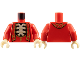 Part No: 973pb5828c01  Name: Torso Robe with Gold Stole and Trim, Open Chest with Tan Spine and Ribs Pattern / Red Arms / Tan Hands