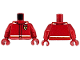 Part No: 973pb6024c01  Name: Torso Racing Suit with Ferrari Logo and White and Yellow Stripes on Shoulders and Waist Pattern / Red Arms / Red Hands