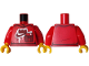 Part No: 973pb6330c01  Name: Torso Basketball Uniform Sweater with Dark Red Nike Swoosh Logo and 1 x 3 Brick, Silver Outline and Drops, Black Pocket Pattern / Red Arms / Yellow Hands