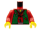 Part No: 973px14c01  Name: Torso Castle Ninja Vest Green Tattered Pattern (Robber) / Red Arms / Yellow Hands