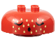 Part No: 98220pb13  Name: Duplo, Brick Round 4 x 4 Dome Top with 2 x 2 Studs with Black Closed Eyes and Mouth, Bright Light Yellow Strawberry Seeds Pattern